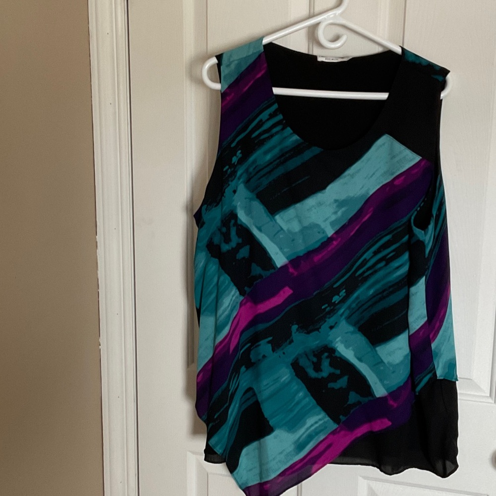 Ricki's Teal & Purple Abstract Sleeveless Tank